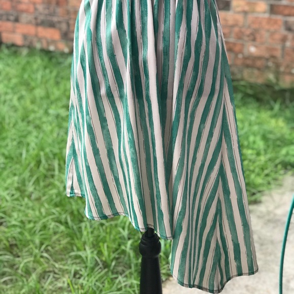 🌸Buy 1 Get 1 FREE🌸Blu Pepper Green Striped Asymmetrical Dress - Picture 4 of 6